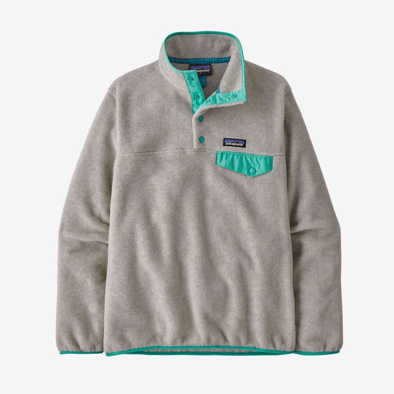 Beige / Turquoise Patagonia Lightweight Synchilla® Snap-T® Fleece Pullover Women's Jackets | BFSDYJ047