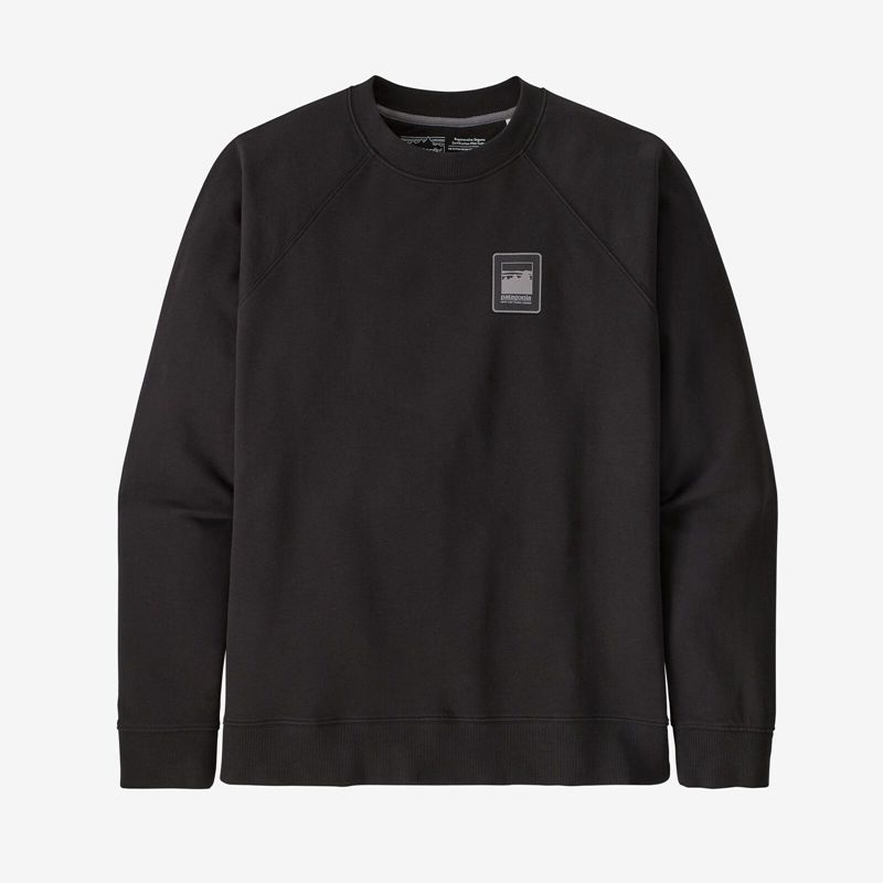 Black Patagonia Alpine Icon Regenerative Organic Cotton Certified™ Crew Men's Sweatshirt | OIZXCM306