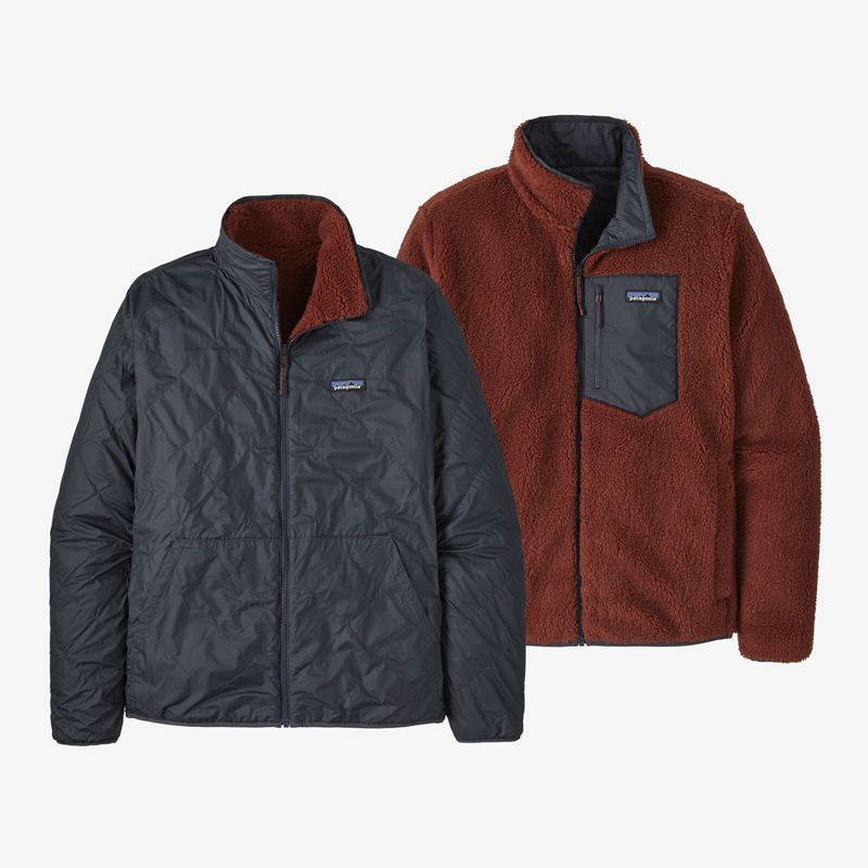 Blue Patagonia Reversible Recycled Sherpa Fleece Men's Jackets | UCXMZA957