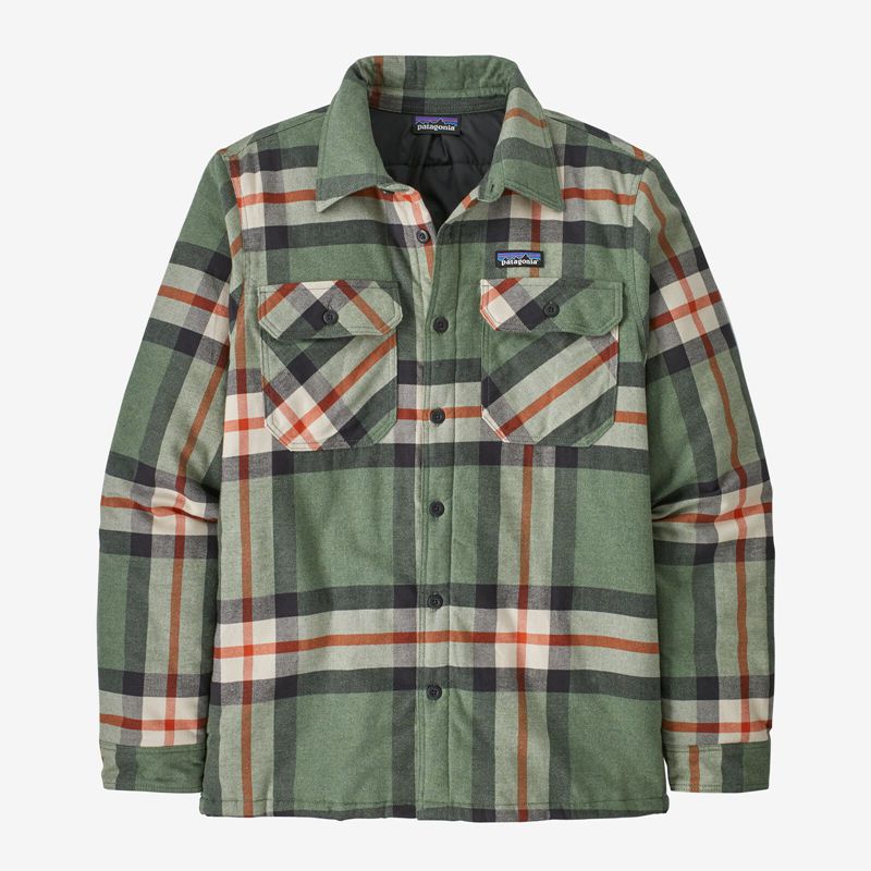 Green Patagonia Insulated Organic Cotton Midweight Fjord Flannel Men's Shirts | NQFUXK082