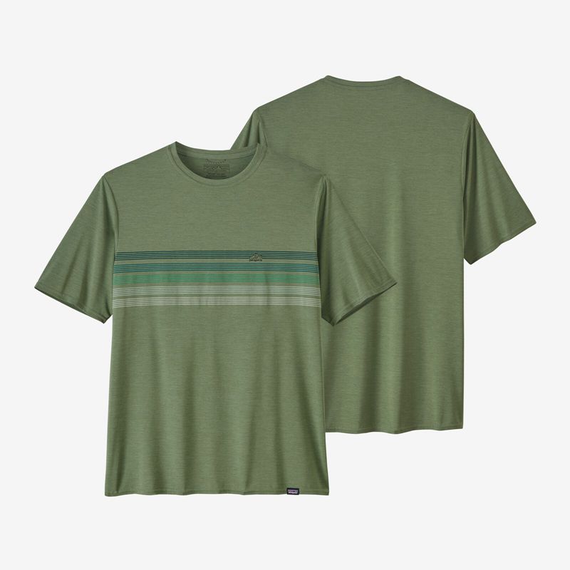 Stripes / Green Patagonia Capilene® Cool Daily Graphic Men's Shirts | SWPDZJ792