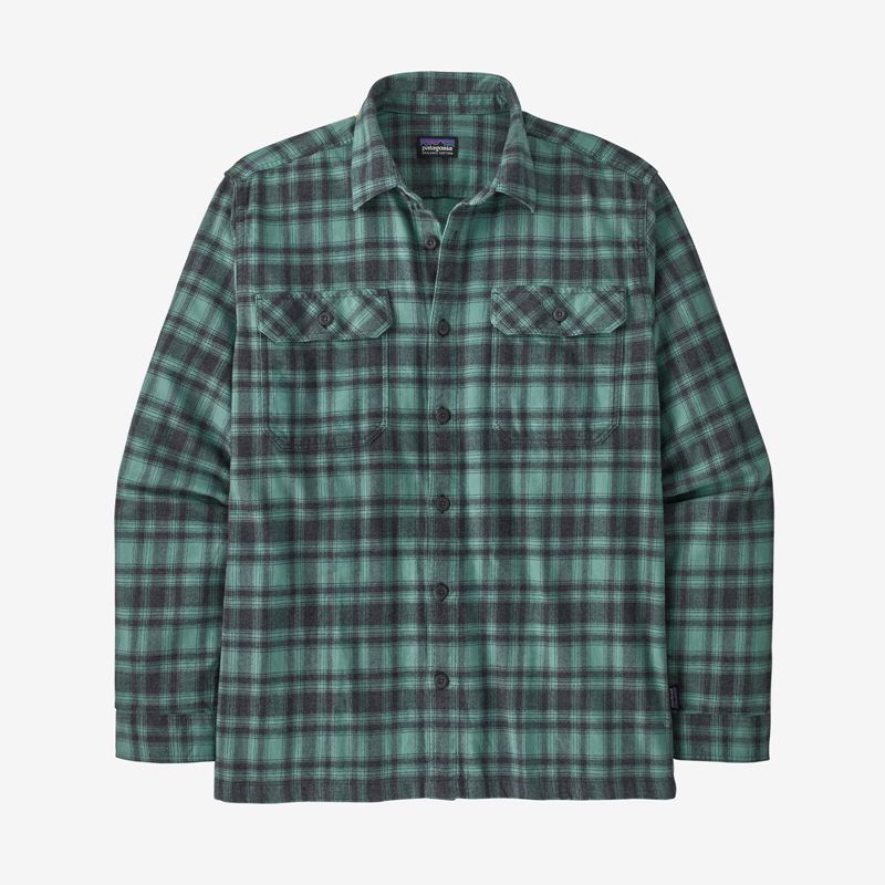 Turquoise Patagonia Long-Sleeved Organic Cotton Midweight Fjord Flannel Men's Shirts | MZLBDC139